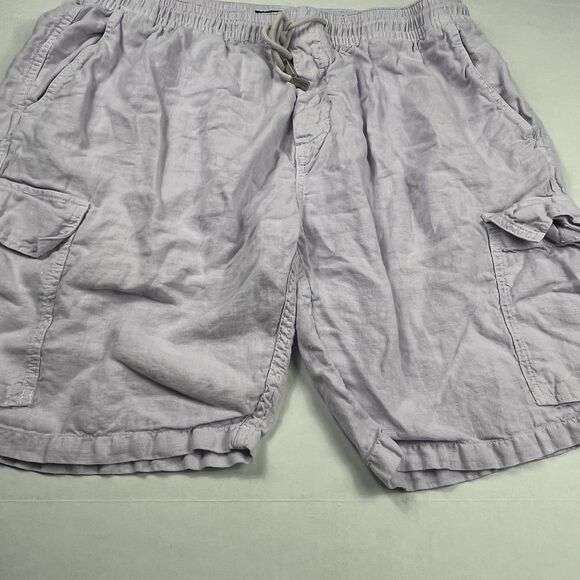 Vilebrequin Mens Linen Cargo Shorts Purple XXL Baggy Beach Utility Drawstring - Picture 2 of 10